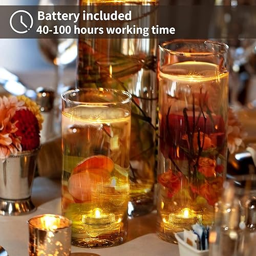 Miniatura 3 de SHYMERY Luces LED sumergibles, paquete de 24 velas de té subacuáticas sin llama, funcionan con pilas, pequeñas velas de té brillantes impermeables