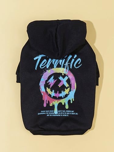 Miniatura 5 de QWINEE Sudadera con capucha para perro, sudadera elegante para perros, gatos, gatitos, cachorros, perros pequeños, medianos y grandes, color negro, S