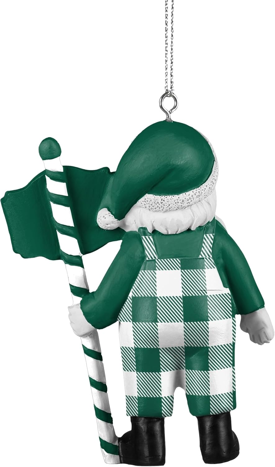 FOCO New York Jets Santa Wearing Overalls Holiday Ornament - Image 2