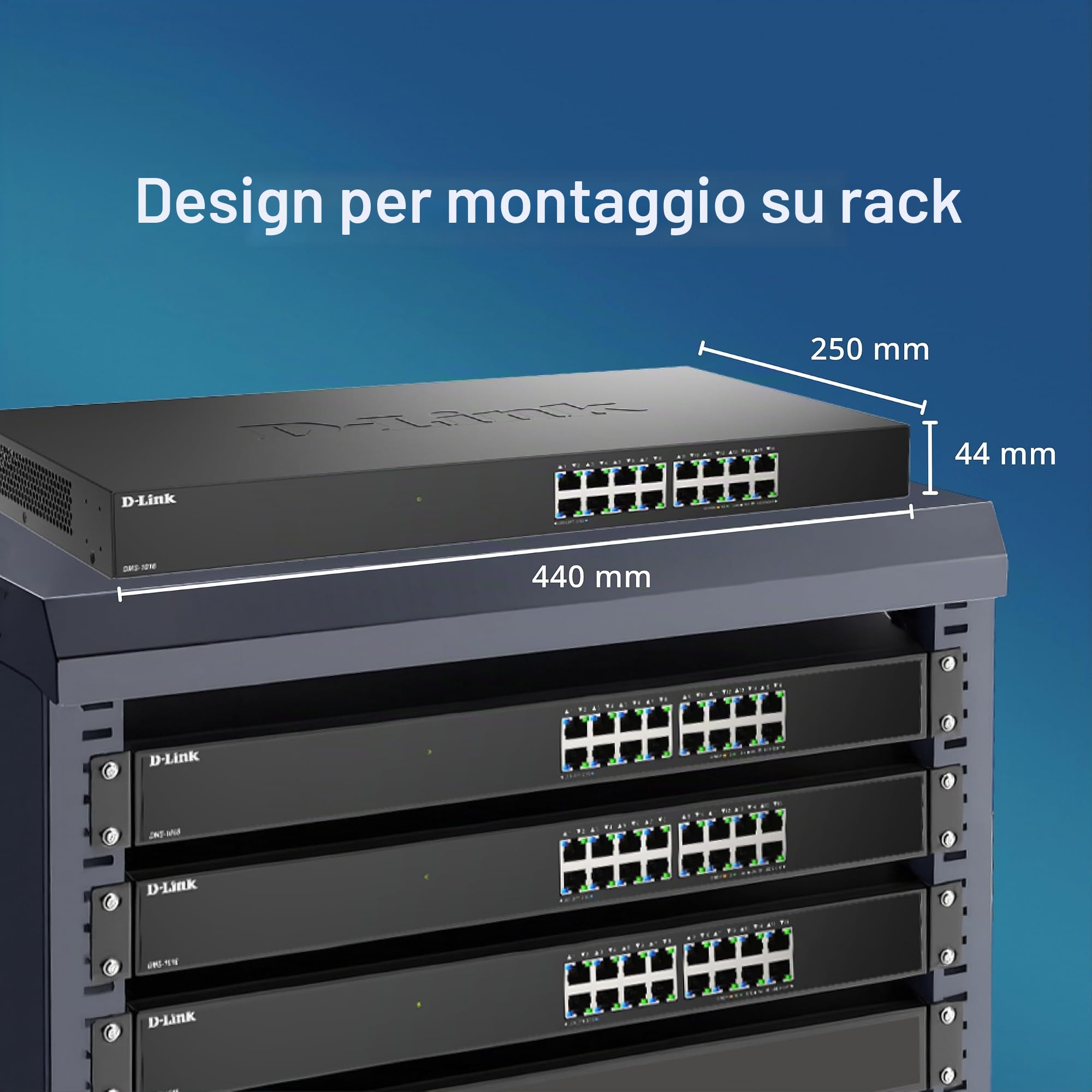 D-Link DMS-1016 Switch Ethernet Non Gestito 16 Porte 2.5G | Fanless, Struttura in Metallo, Plug & Play, Risparmio Energetico | Ideale per SOHO, Wi-Fi 6 / Wi-Fi 7 e IPTV