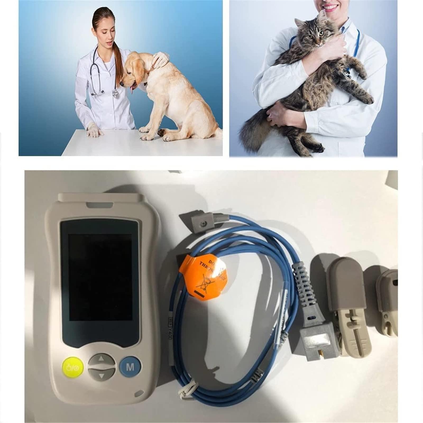 Oxímetro De Pulso Veterinario - Pantalla De 2,4 Pulgadas,Mide Spo2,Frecuencia CardíAca Y Monitoreo De Temperatura Pulso Para Uso Veterinario,Sensor De Spo2 De OíDo/Lengua,Para Gatos,Perros