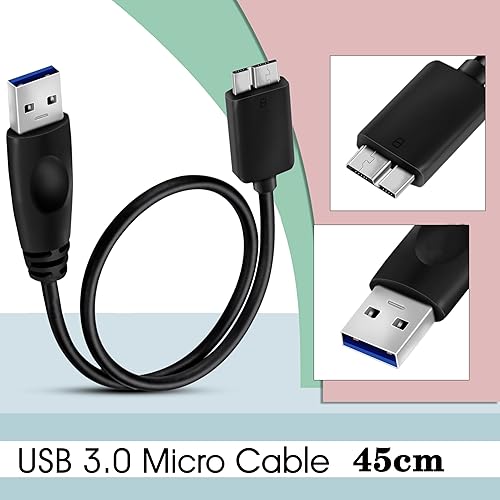 Miniatura 9 de SaiTech IT Cable USB 3.0 A a Micro B de alta velocidad hasta 5 Gbps Cable de transferencia de datos para disco duro externo portátil - (7.9 in),