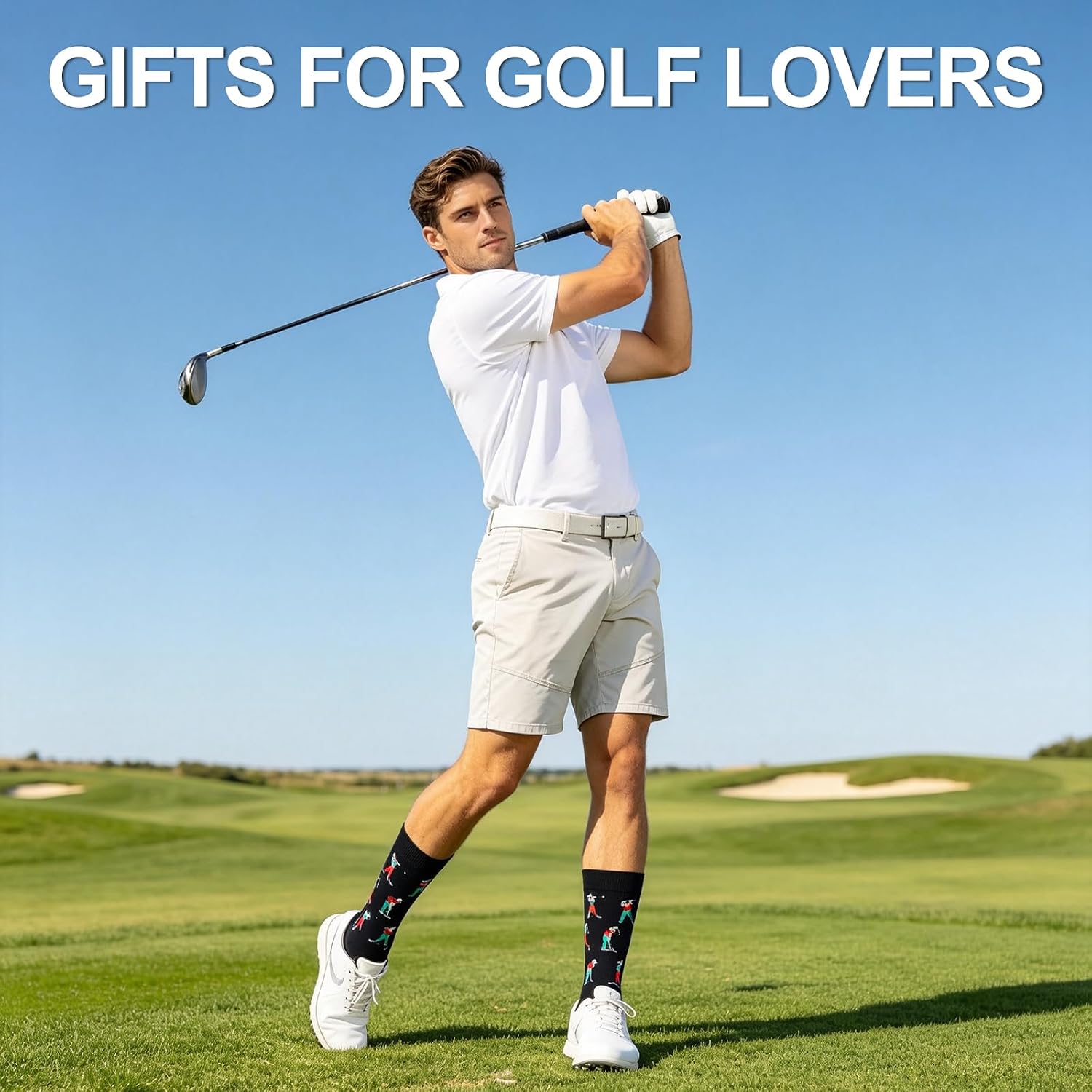 BONANGEL Golf Socks for Men, Funny Golf Gift for Dad Husband Golfers 1 Pair image 4