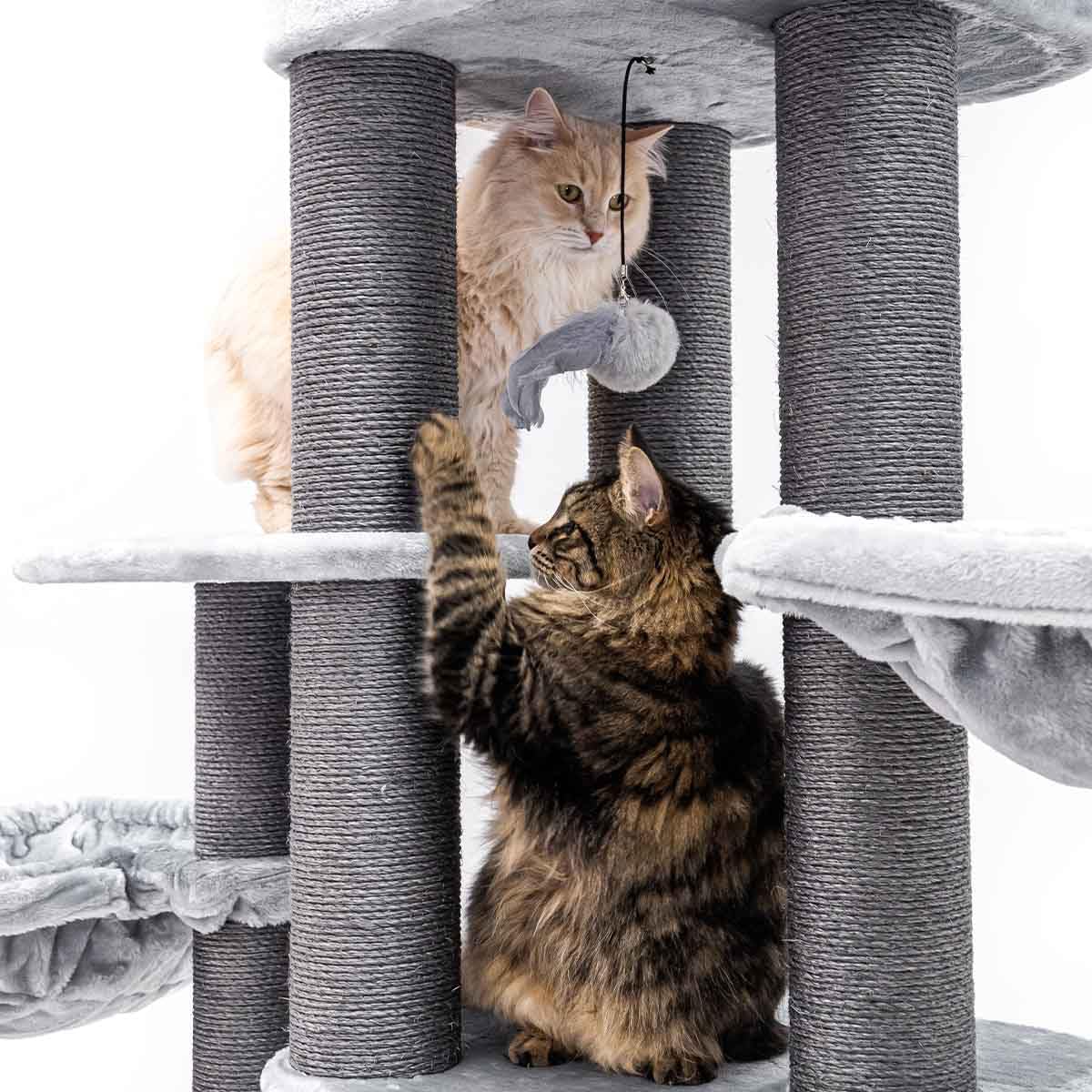 Petrebels Drapak XXL Interstate 199 cm, Maine Coon, duży drapak o grubości Ø 12 pni sizalowych, kolor szary