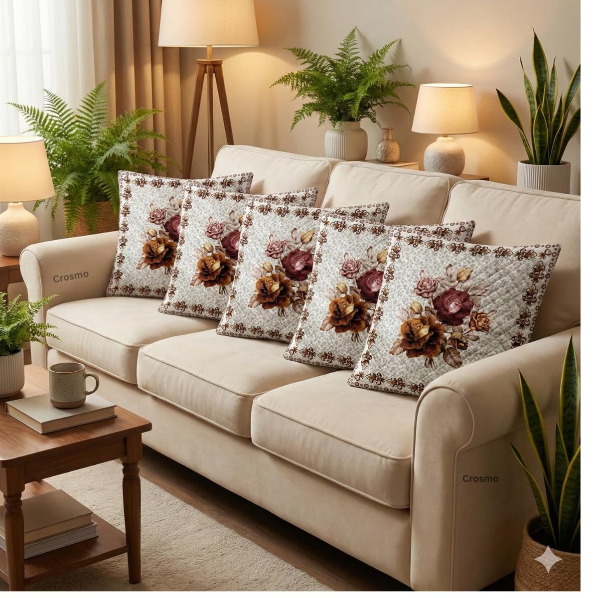 Grisha Home Luxurious Soft Decorative Quilted Velvet Square Throw Pillow Covers for Sofa, Living Room or Home Decor Cushion Covers 16 Inch X 16 Inch (Set of 5 - White)-picture-11