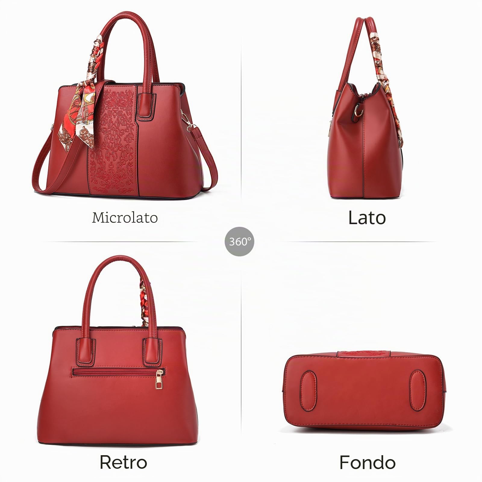Donna Borse a Mano PU pelle Borsa a Spalla Grande capacità Borsa a tracolla Borsa Tote per Lavoro Uso Quotidiano