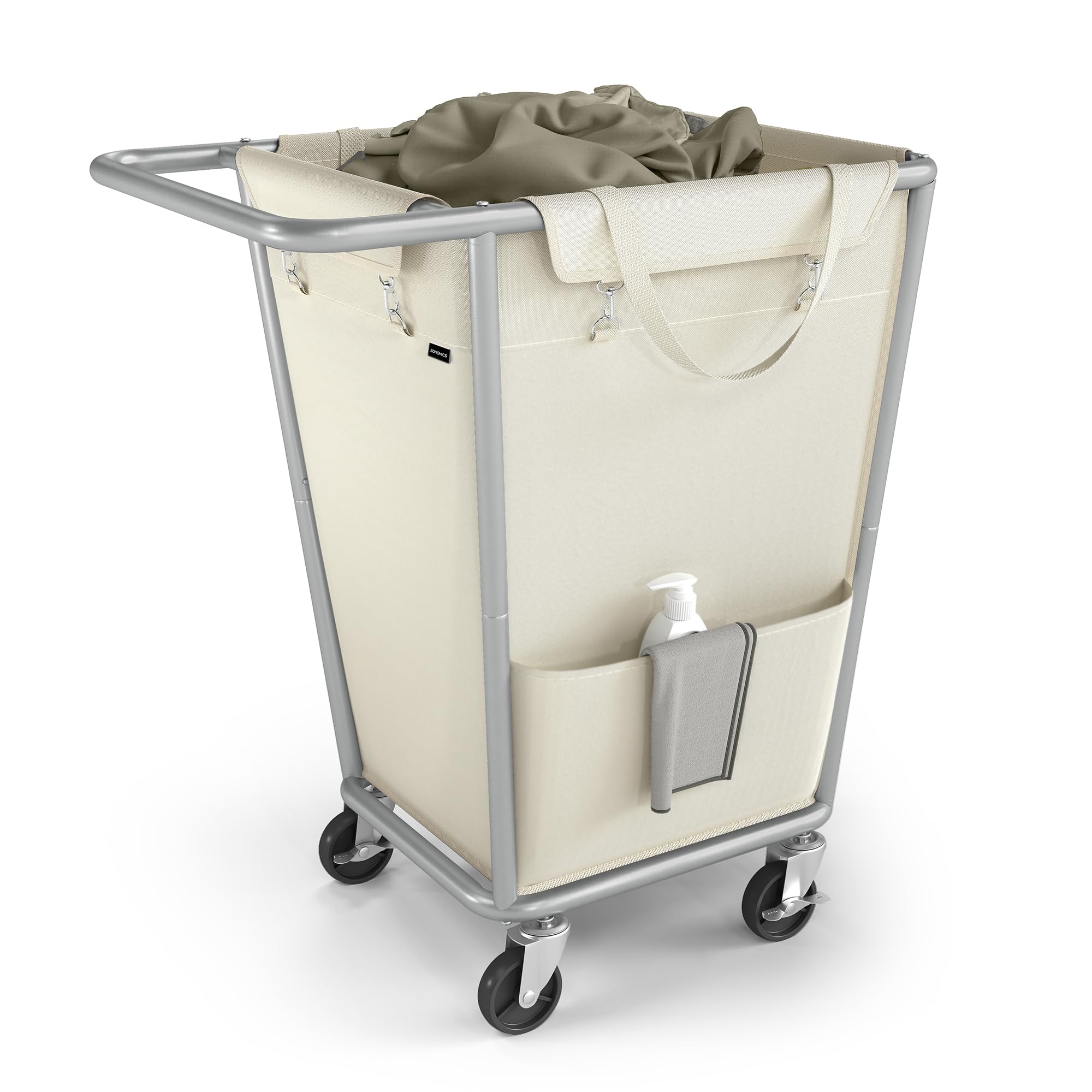SONGMICS 130L Rolling Laundry Basket with Wheels - Cream