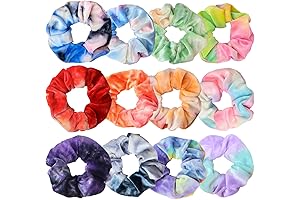 12 Pkgs Tie-Dye Velvet Scrunchies for Women & Girls