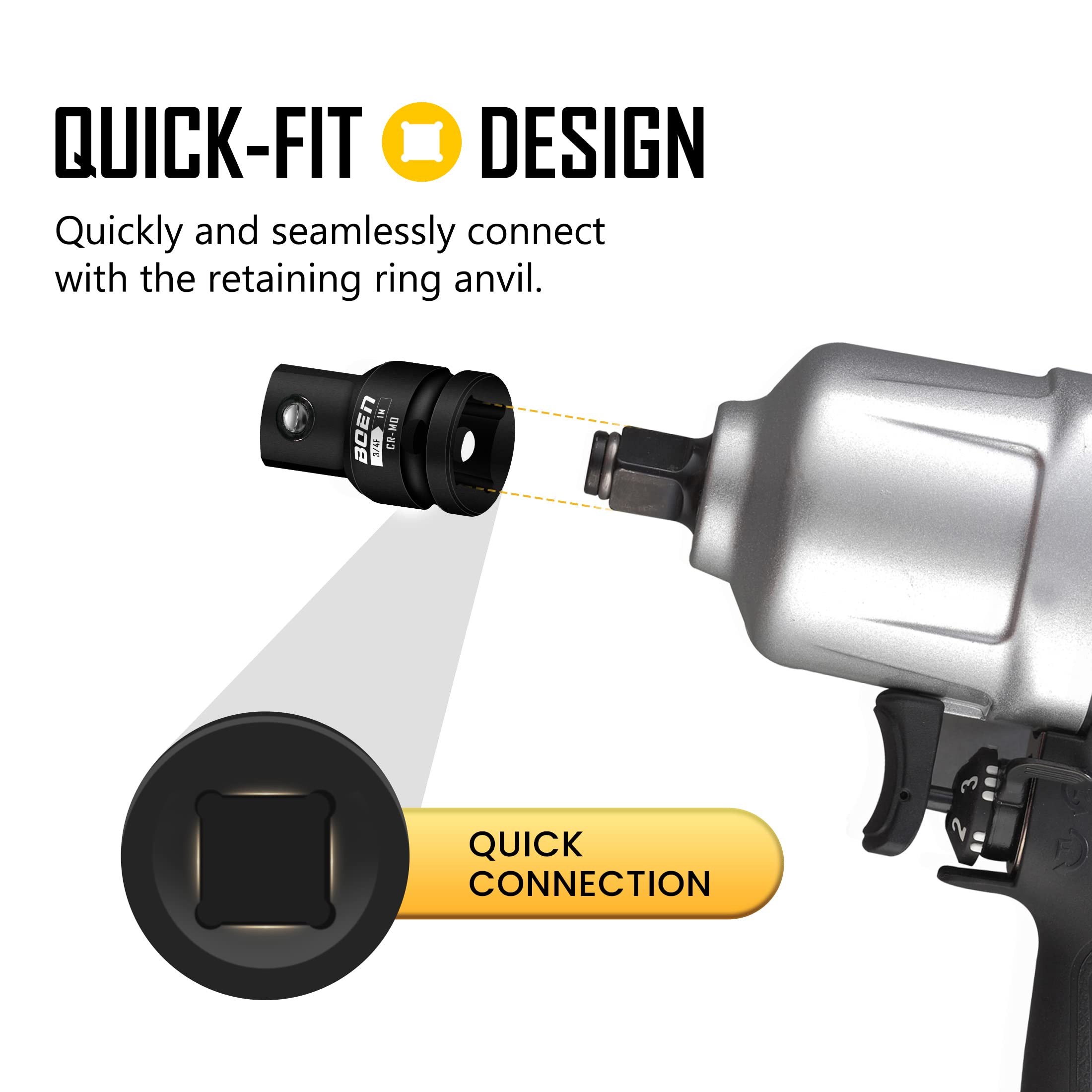 Mr.wintek 3/4" F to 1" M Impact Socket Adapter, Cr-Mo Steel,Socket Adapter Set for Impact Driver Conversions - Image 4