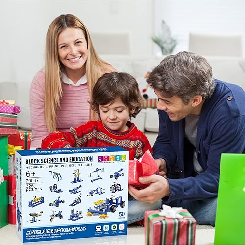Miniatura 7 de Juguetes mecánicos de construcción para niños de 8 a 12 años, 50 proyectos STEM para niños de 8 a 12 años con 325 bloques de construcción, juguetes