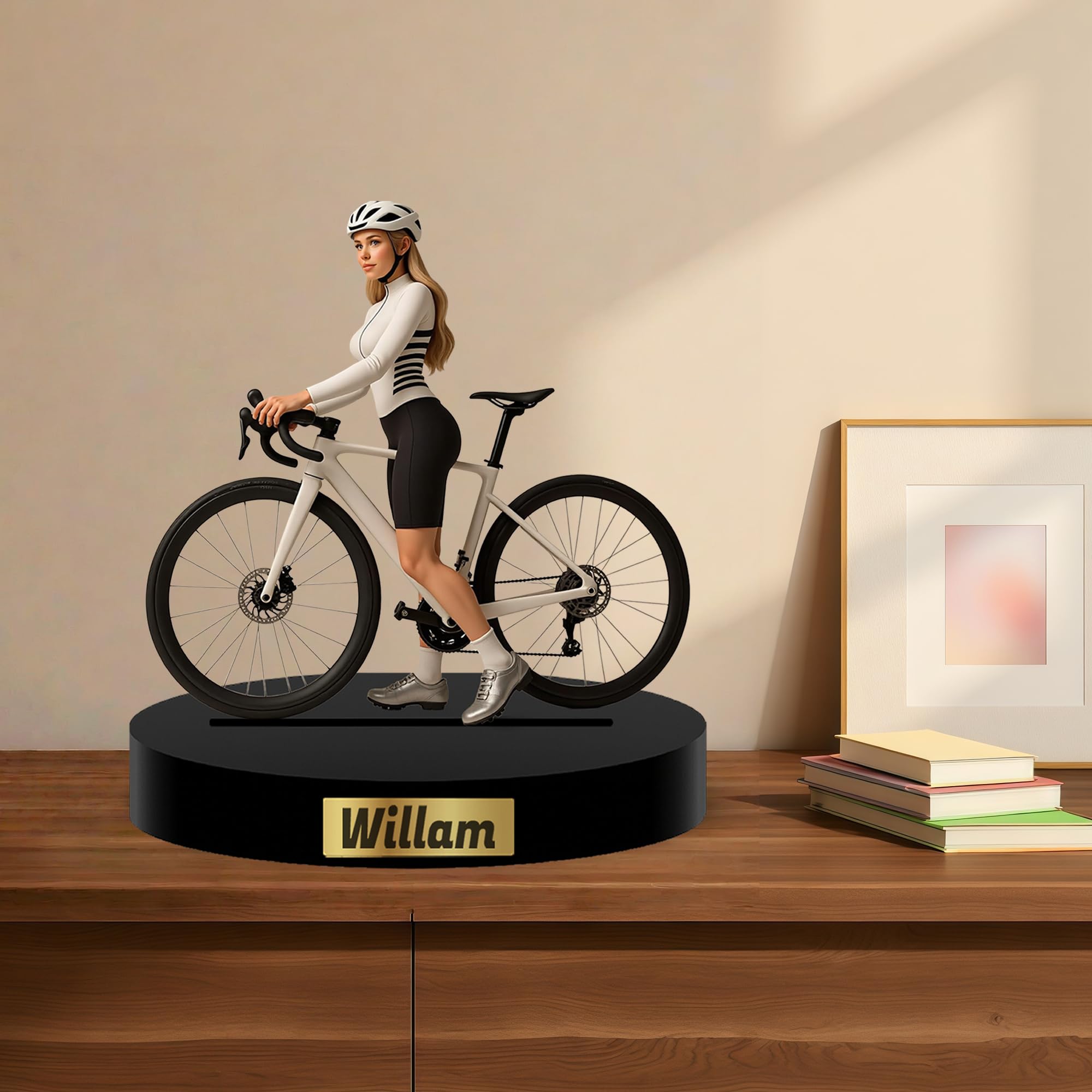 DGJSSK Personalized Bikers Figurine Acrylic Desk Ornament, Custom Photo 2D Effect Cartoon Style Desk Decor for Office Bedroom, Customized Cartoon Figurine Desktop Ornament Gifts for Family Couple