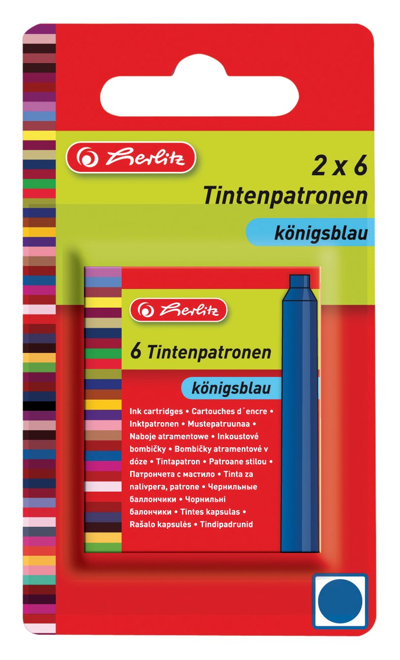 Herlitz Tintenpatrone Standard Königsblau 2x6 auf Blisterkarte