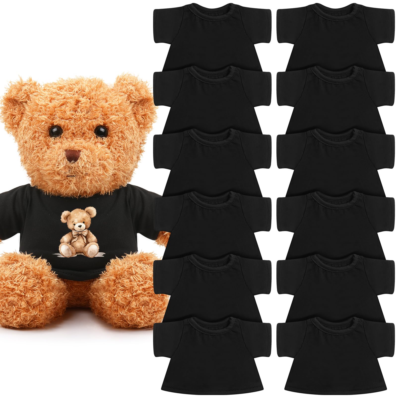 Litherr S 12 PCS Stuffed Bear Clothes Shirt Stuffed Animal Clothes Plush Doll Tshirts Classic Plush Bear Shirts Fit 8-12 Inches Stuffed Bear Dolls