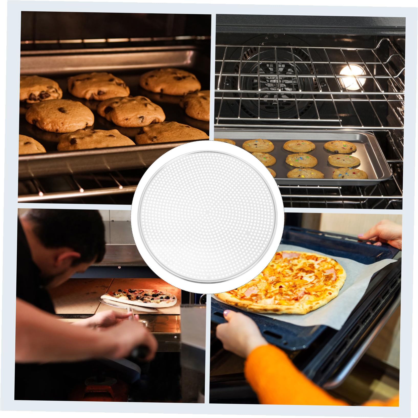 Ipetboom Teglia per Pizza Rotonda in Alluminio 16 Pollici Forata