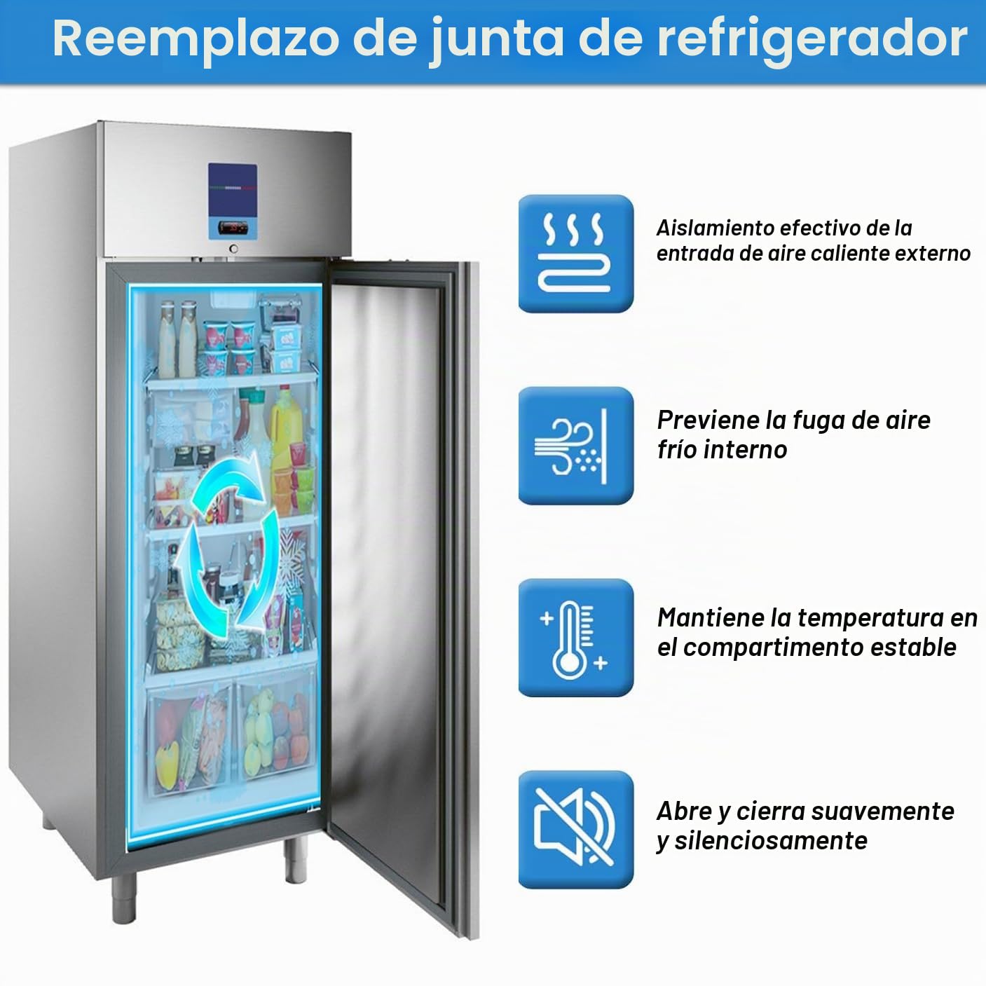 Junta para Puerta de Congelador Frigorífico,Junta magnética, Junta de Sellado de Goma, Juego para Fijar en el Frigorífico/Congelador,Negro