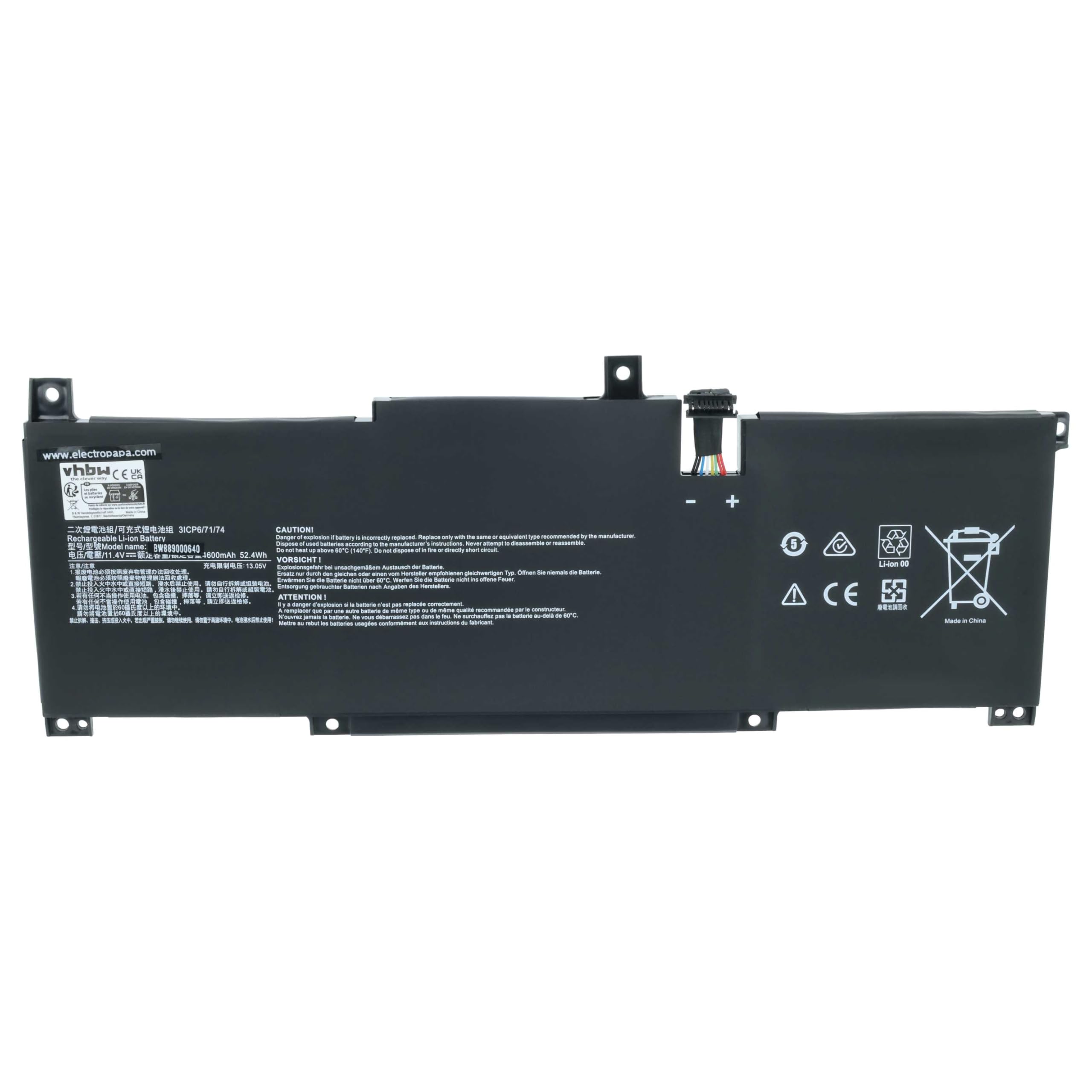 vhbw batteria compatibile con MSI Prestige 14 Evo A11M-005, Evo A11M-010NE, Evo A11M-011XIT notebook (4400mAh, 11,4V, Li-Poly)