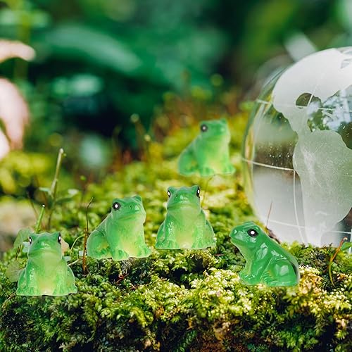 Miniatura 6 de BENOSPACE 40 piezas de mini ranas de resina, pequeñas figuras en miniatura de rana verde, lindos animales, modelo en miniatura, paisaje de musgo,