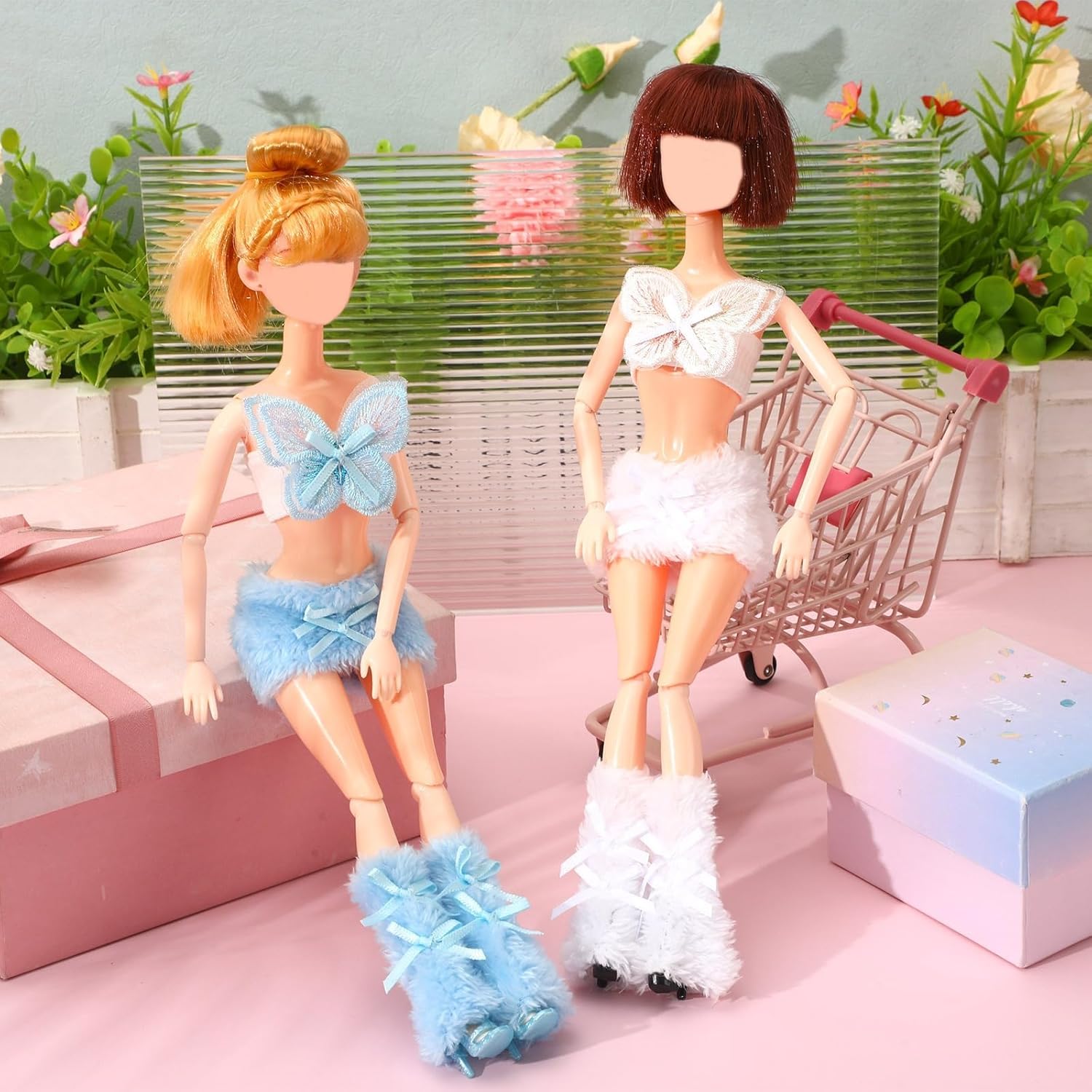 UPINS 3 Sets Clothes Accessories for 11.5 Inch Include Tube Butterfly Top Skirt Cute Butterfly Style Regular Outfit Clothing Birthday Gift