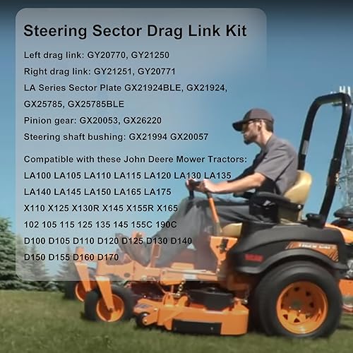 Miniatura 9 de HQPASFY Kit de reconstrucción de piñón para el sector de dirección de repuesto para tractores de césped John Deere serie D, reemplazos # GX21924BLE,