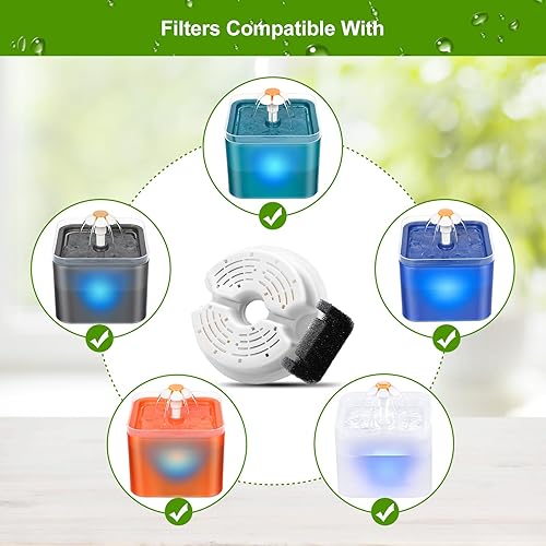 Miniatura 2 de KutoraWorks Paquete de 8 filtros de fuente de agua para gatos, filtros de repuesto para dispensador automático de agua para gatos de 67 onzas2