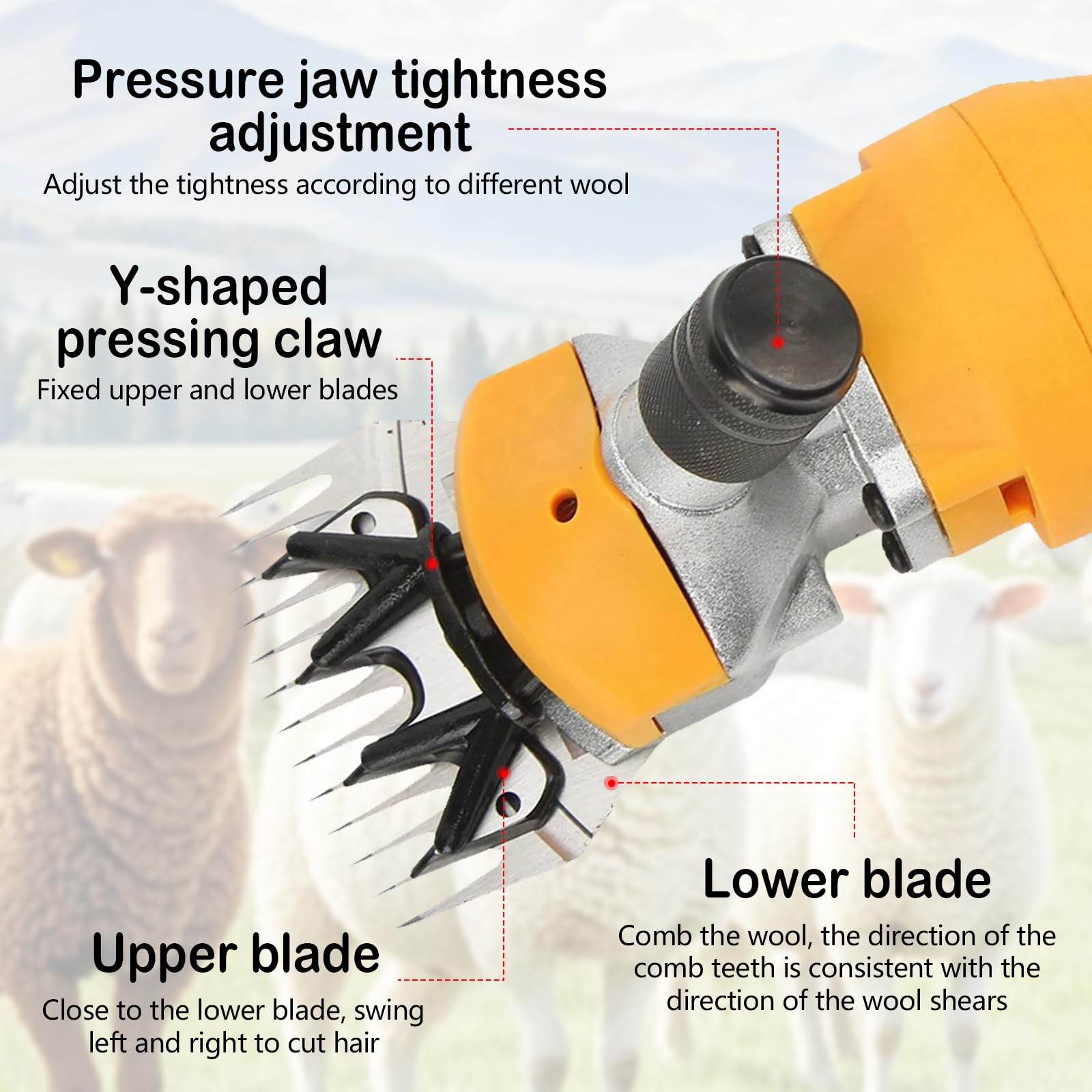 Esquiladora De Ovejas, 1000W Esquiladora Profesional De Ovejas Con Motor De Alta Potencia Y Cable De AlimentacióN 5m Esquiladora EléCtrica De Ovejas 13 Dientes 2400 Rpm Para Ovejas Cabras Y Alpacas