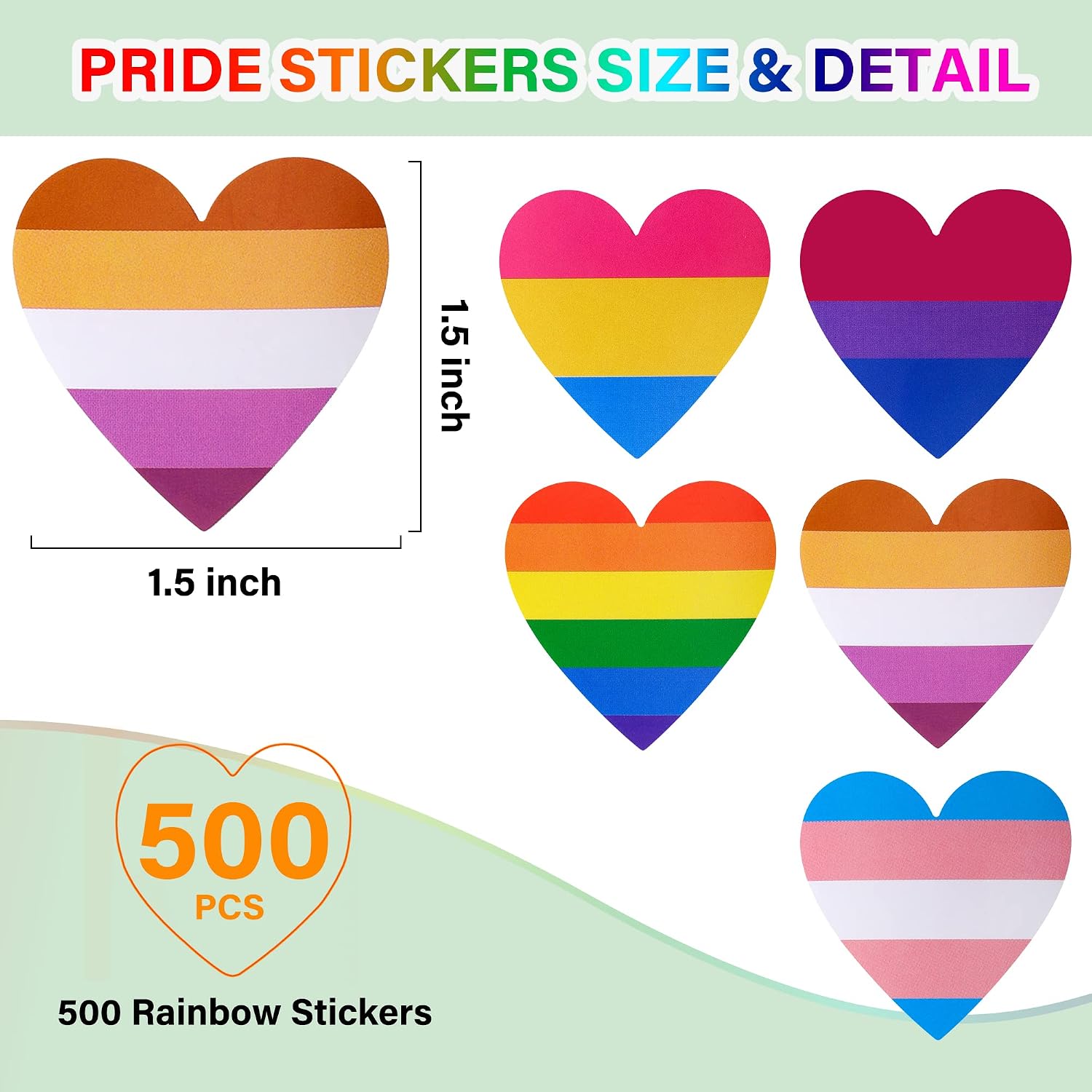 50 Pack Pride Flag and 500Pcs Pride Stickers, Mini Bisexual Pansexual Lesbian Transgender Rainbow Pride Handheld Flags, LGBTQ Gay Pride Stickers, Pride Month Accessories Set for Parade Party