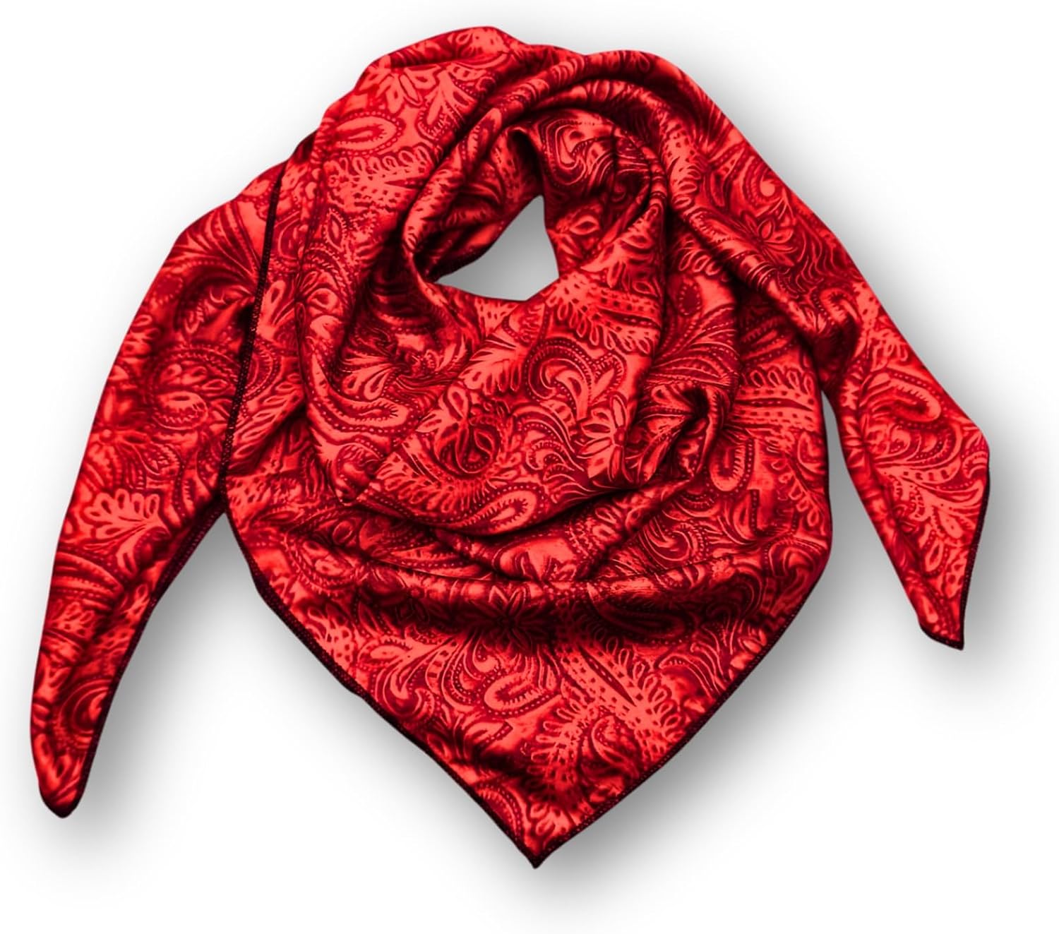 Wild Rag Silk Scarf 36 inch Western Cowboy Bandana Square Silky Wild Rags Red and Black Floral Tool Tribal Scarves for Men & Women