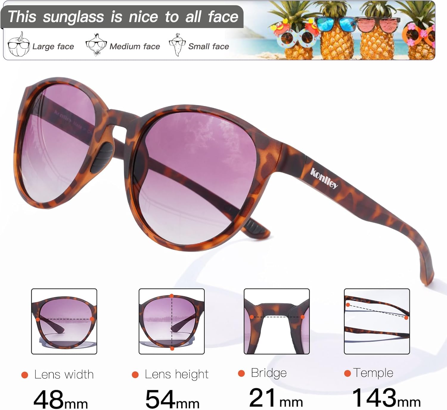 Cat Eye Sunglasses Retro Vintage Eyewear Non-slip Round Sunglasses for Men & Women Polarized/Non-Polarized Lens UV Protection - Image 5