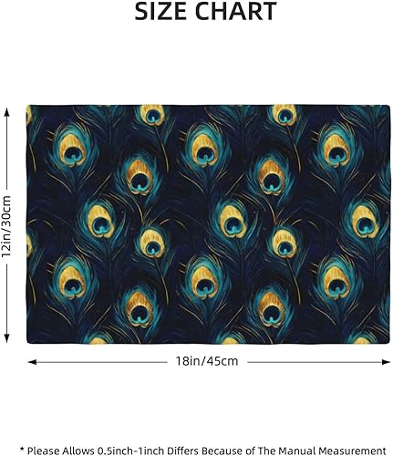 Miniatura 2 de Dining Table Placemats Set of 4-12x18 Inch Elegant Peacock Feathers Print Faux Linen Double Heat Resistant Place Mats, Kitchen Table Mats, Wipeable