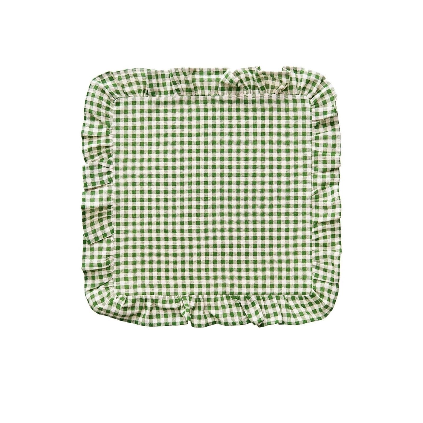 Ruffle Placemats Square Green Gingham Placemats Grid Checkered with Ruffle Picnic Party Supplies Plaid Table Mat