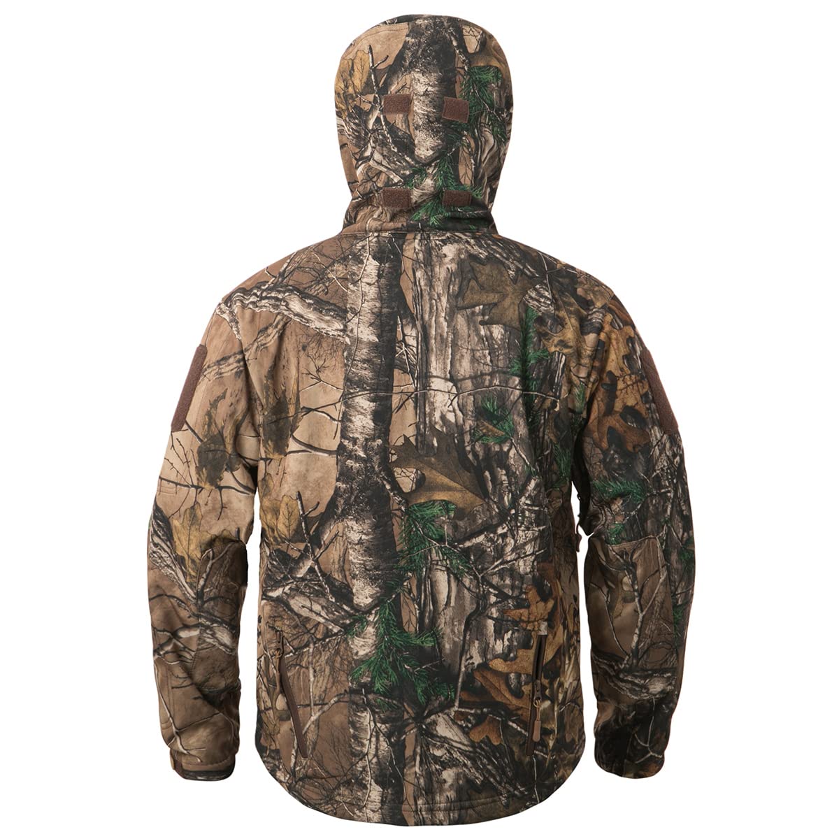NAVEKULL Stille Jagdkleidung für Herren, Softshell-Outdoor-Wanderjacke, Camouflage, wasserabweisend, Fleece, Kapuzenmantel mit Taschen