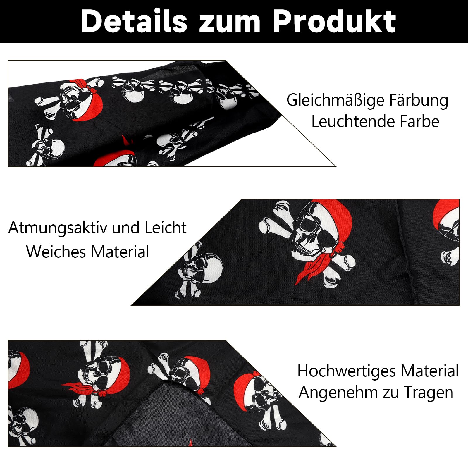 APOMOONS Juego de 15 Pañuelo Pirata Calavera Negra con 15pcs Parche Ojo para Fiesta Halloween