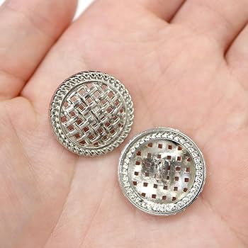 プリン　頼める便　ボタン上塗装　カバネリ美馬　ユニット付 メタルボタン 足つき 網目 【シルバー】 銀 ボタン 波型 フチ 金属