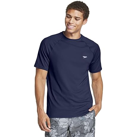 Speedo Men's Essential UPF/SPF Protection Short Sleeve Swim Shirt