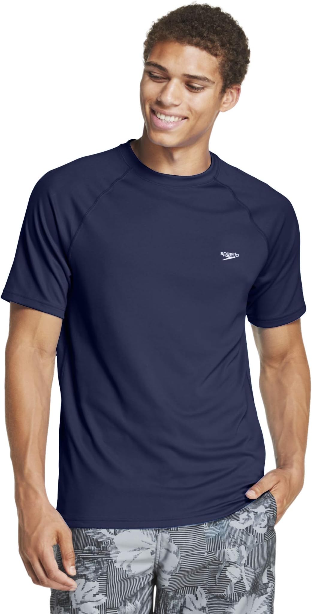 Men's Uv Swim Shirt Short Sleeve Regular Fit Solid