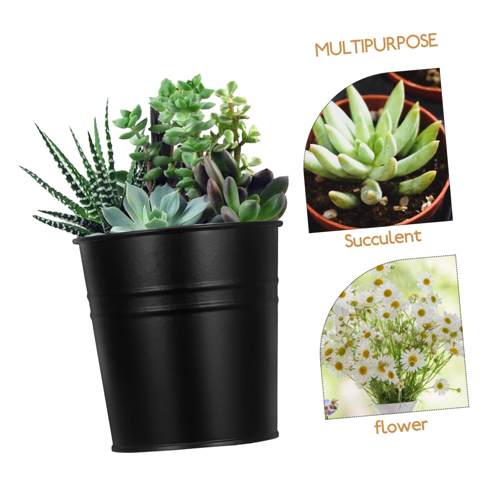 6 pezzi Vasi Sospesi in Ferro Nero con Base Portavasi da Esterno per Balcone Recinzione e Giardino Fioriere Rustiche per Piante e Felci Supporti Decorativi Appendibili