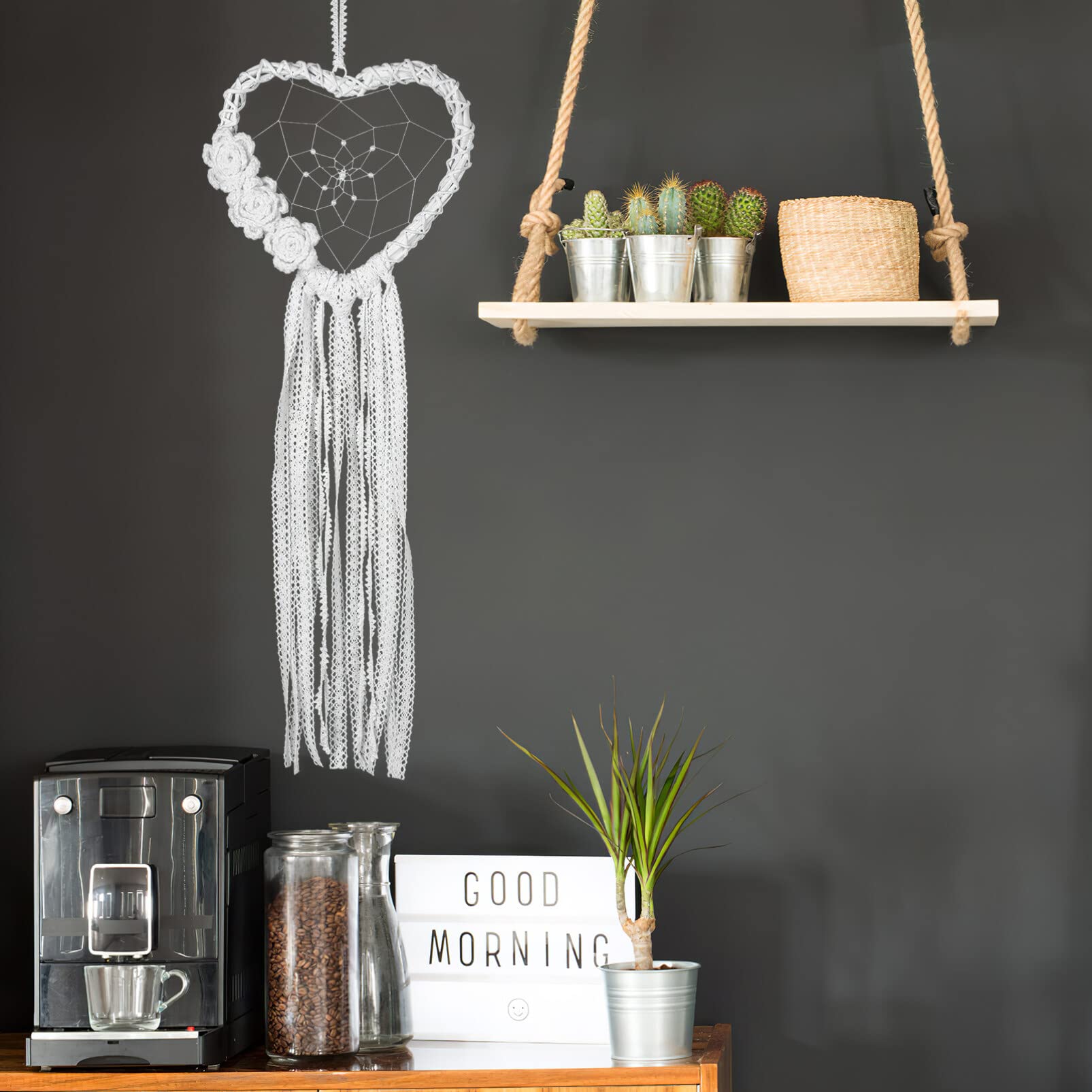 FOMIYES 9pcs Wreath Macrame Star Ring Metal Hoops Decor Floral Hoop Heart Shaped Picture Frame Garland Basketball Accessories Metal Ring Set Moon Dream - Image 3