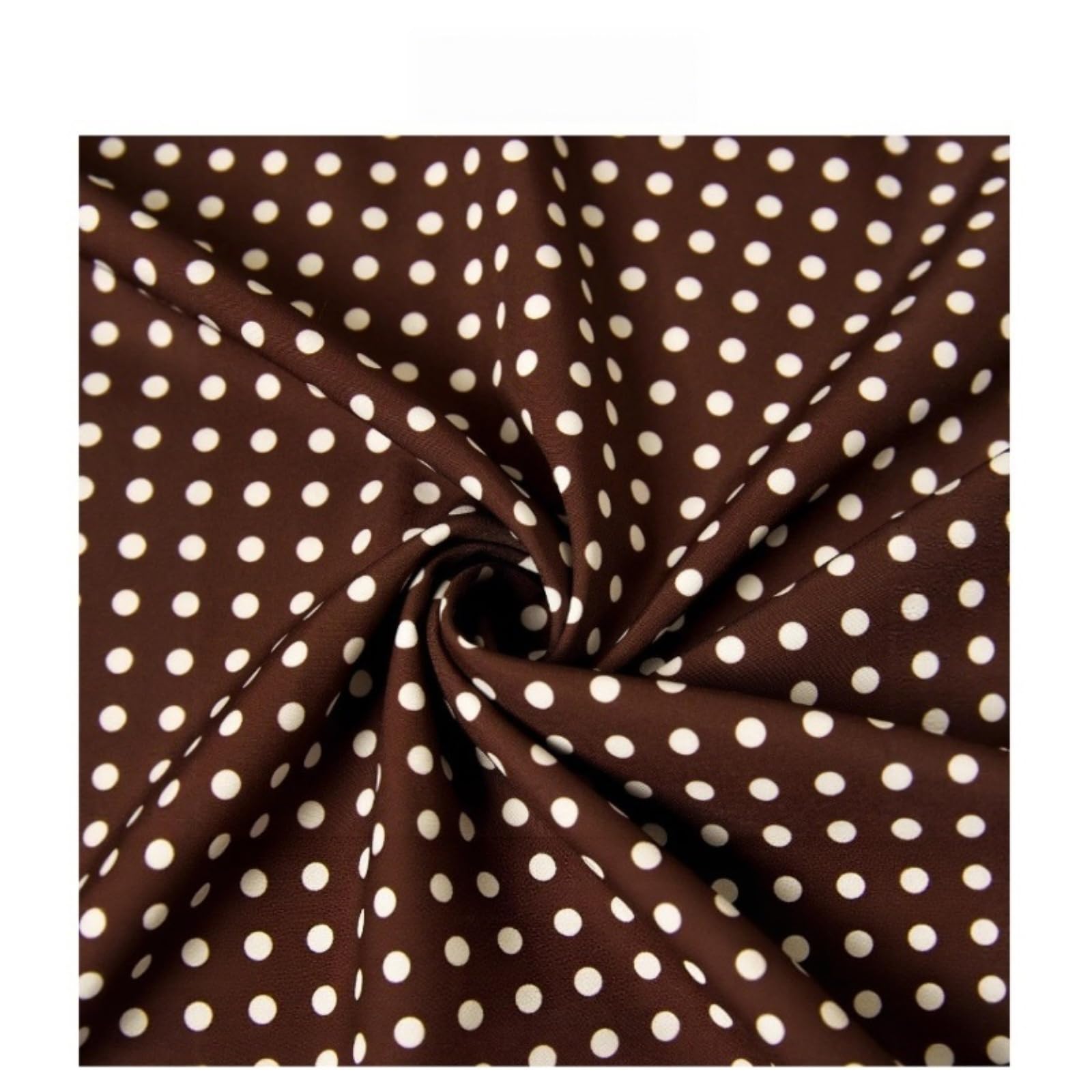 Vestito Abito Midi Marrone A Pois con Spalline, Scollo A V, Cintura in Vita, Senza Maniche E con Schiena Scoperta.