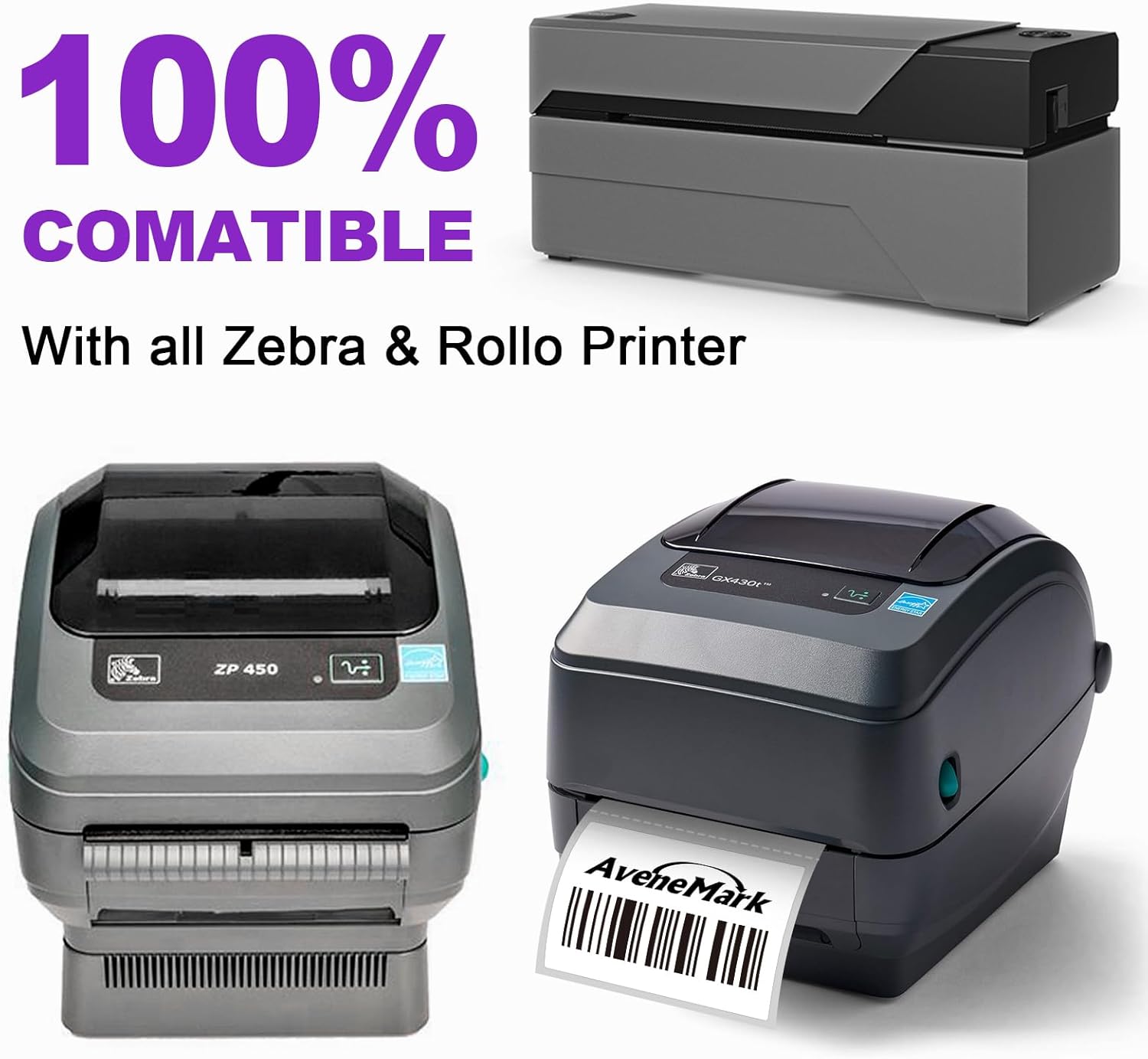 12 Rolls 12000 Labels 2.25" x 1.25" Direct Thermal Labels - AveneMark Perforated for Barcode Address Labels - Postage Shipping Labels Compatible with Rollo & Zebra Desktop Printers,1000 Labels/Roll - Image 5