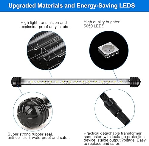 Miniatura 4 de VARMHUS Luz LED sumergible para acuario, luz de tanque de peces con temporizador función de atenuación automática de encendidoapagado, 3 modos de