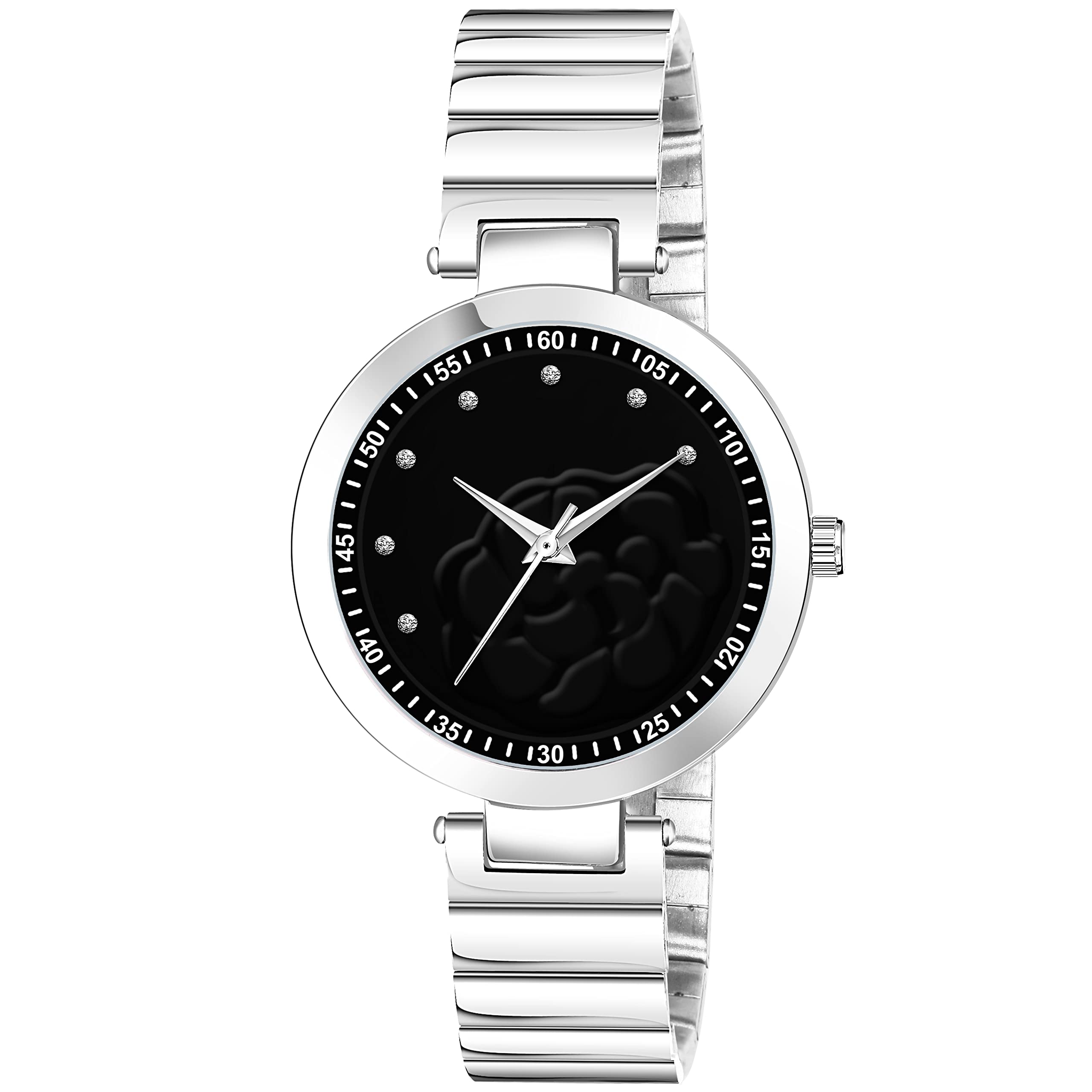 Shocknshop Analog Flower Design Dial Multicolor Casual Ladies Stainless Steel Silver Plated Chain Wrist Watches For Women & Girls (Black Dial And Silver Colored Strap) (B0BHSYX7FY) Amazon Price History, Amazon Price Tracker