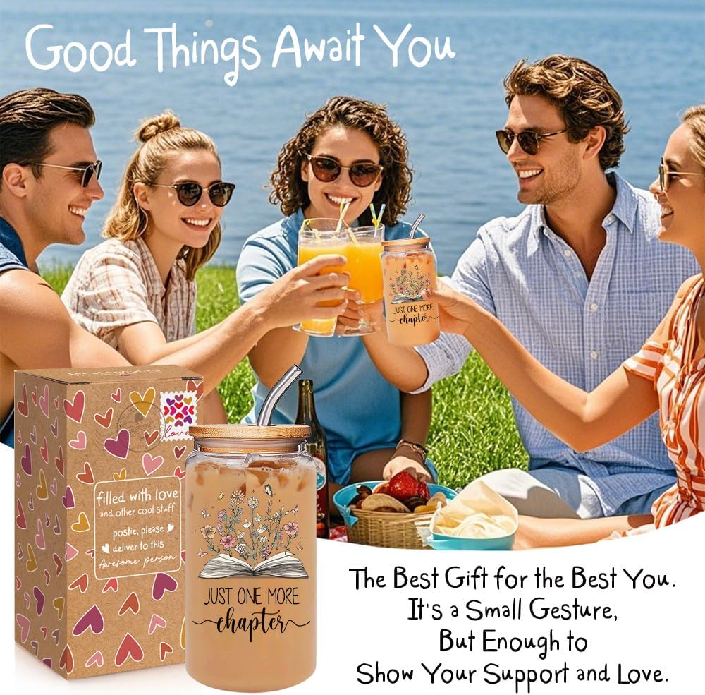 Book Lovers Gifts for Women - Just one more Chapter Gifts for Bookish Bookworms Readers Librarian, Cute Book Birthday Presents for Women, Her, Best Friend, Perfect Book Lovers Gift for Travel-182