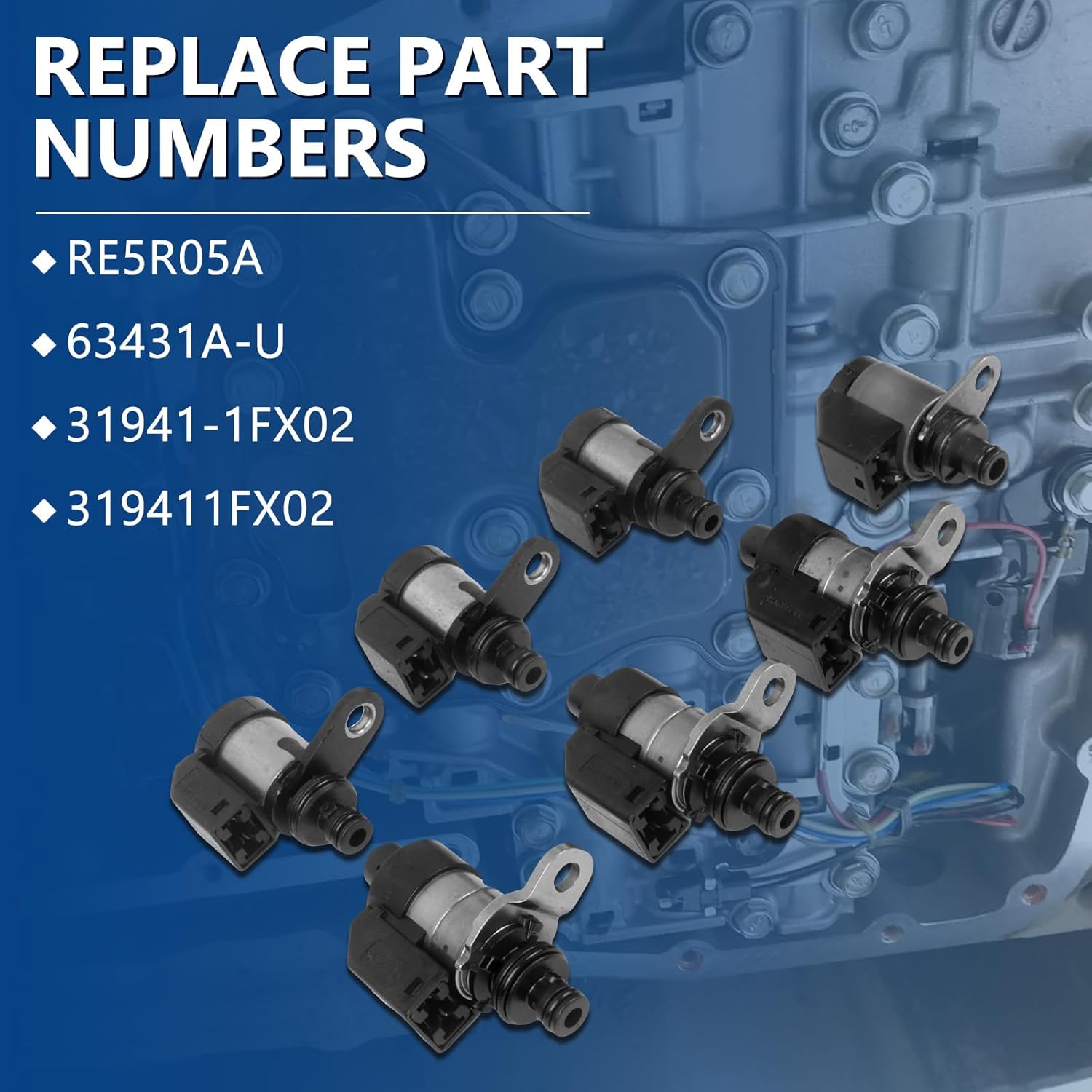 RE5R05A Transmission Control Solenoid Kit 7pcs Transmission Solenoids Fit for 2010-2011 Genesis Coupe 2.0L, Fit for 2005-2011 Armada 5.6L, Replace OE RE5R05A 319411FX02(Refurbished Parts)