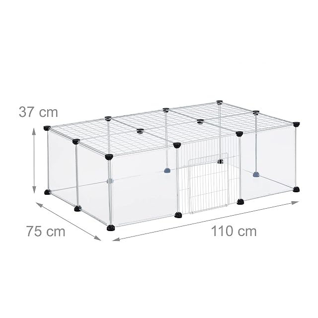 Foto 4 de 8 de Relaxdays Parque para Mascotas 16 Paneles, 37x110x75 cm, Corral para Perros con Puerta, Cubierta
