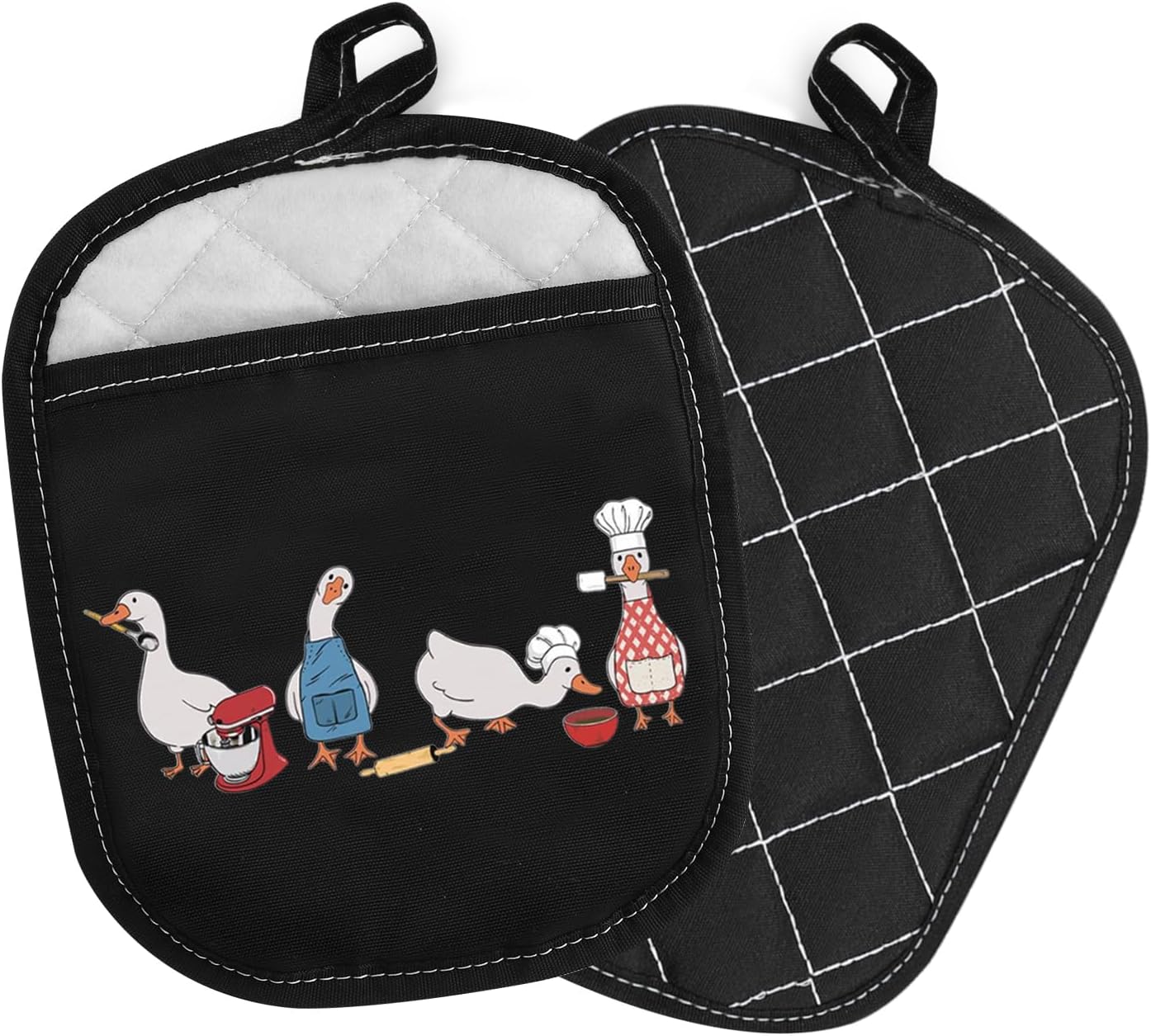 VAMSII Baking Lover Gift Goose Lover Baker Pot Holder Hot Pads Baking Mom Oven Mitt with Pocket Baker Bakery Owner Gift (Goose Lover Baker P)