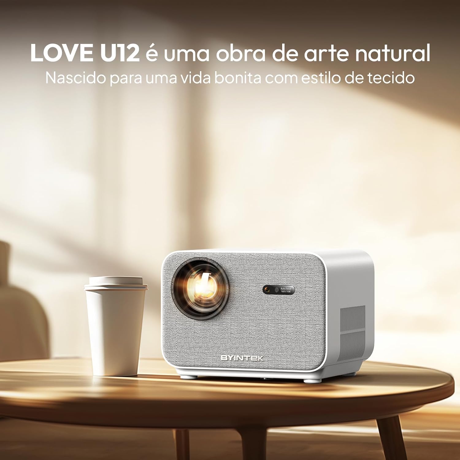 BYINTEK U12 projector on a wooden table