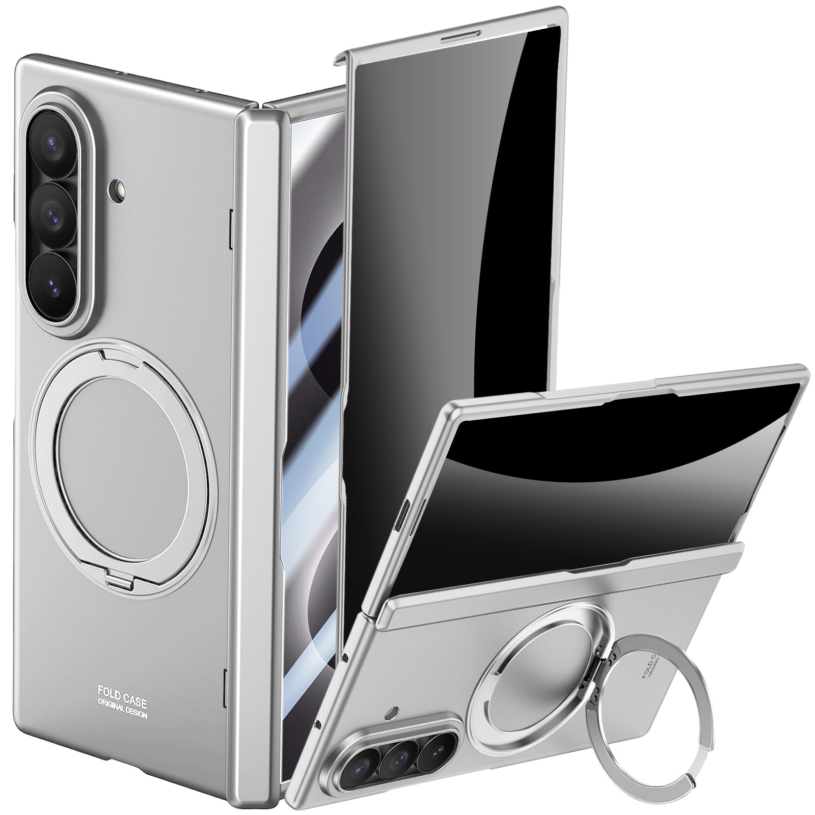 Custodia per Samsung Galaxy Z Fold 8 Ultra con supporto ad anello magnetico, [compatibile Magsafe] Protezione dello schermo integrata per la privacy, copertura completa con cerniera, custodia