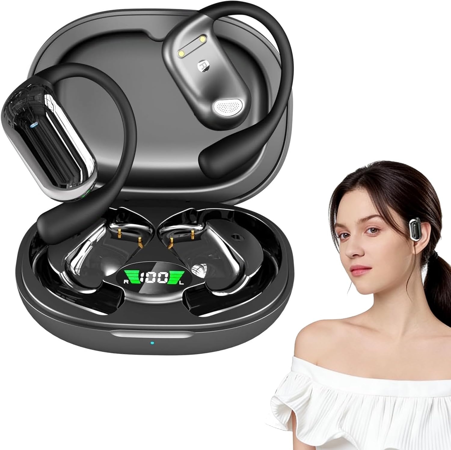 Translation Earbuds, AI Real-Time Wireless Bluetooth 5.0 Smart Voice Pro Translator Device with Multi-Language Support for Travel Business & Phone Calls (Black)