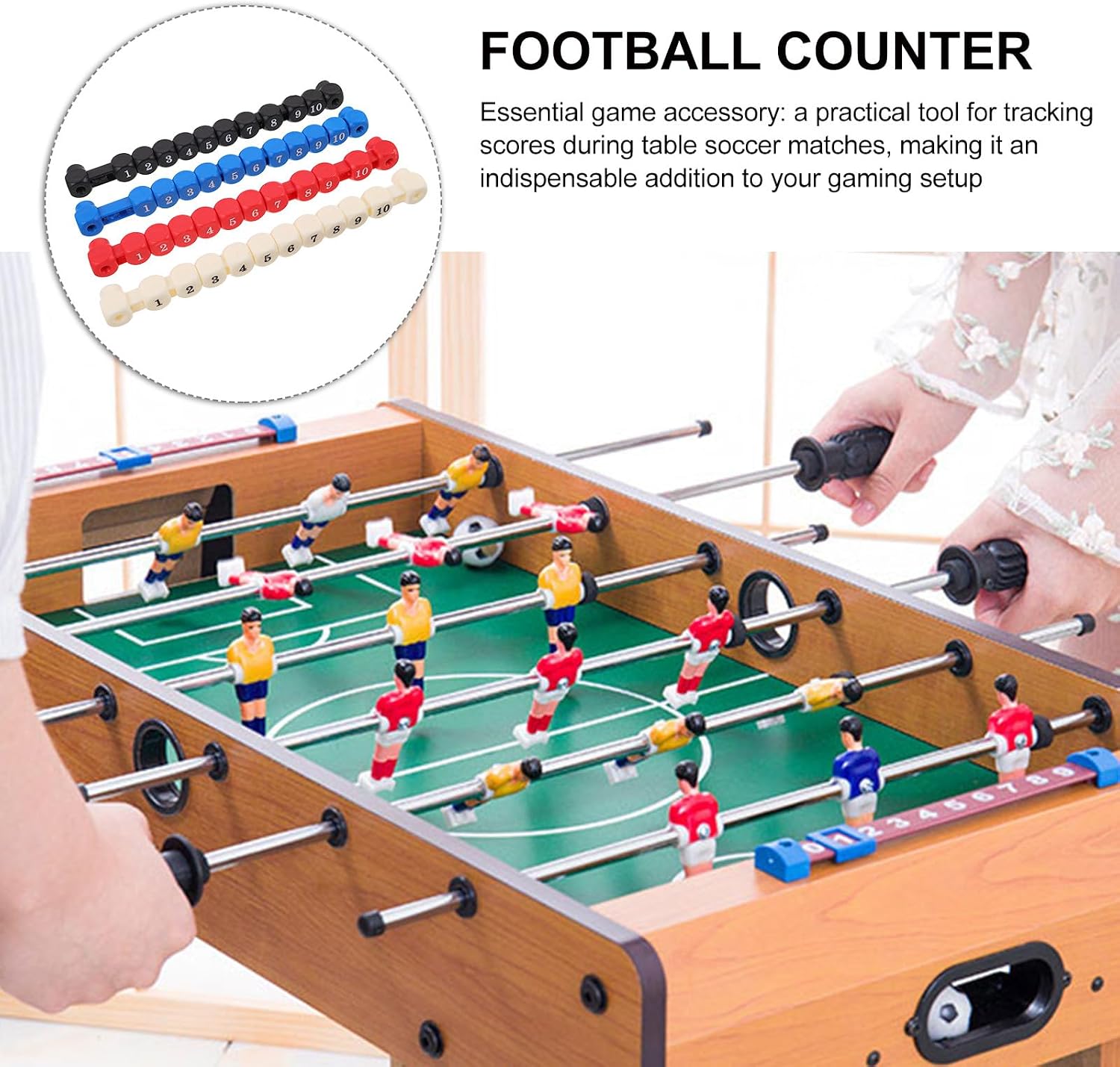 4pcs Foosball Score Counter Set, Table Football Scorekeepers with 10 Numbers, Portable Football Table Accessories for Home and Office Game Scoring