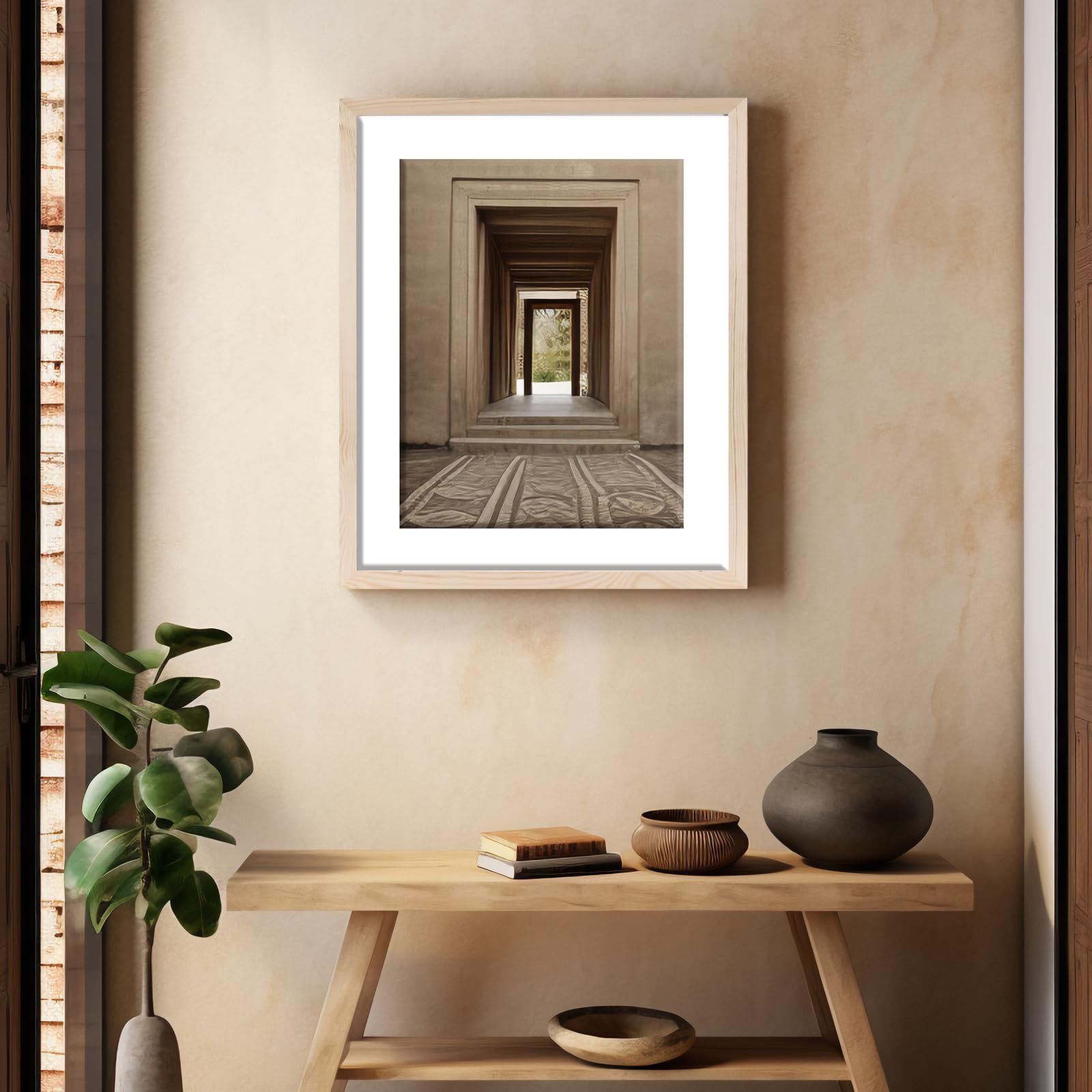 Cornice 50 x 60 cm in Legno Massello con Supporto in Legno e Vetro Acrilico Cornice per Foto in Legno di Pino con Pannelli in Vetro Antirottura Cornice per Foto per Decorazione della Stanza
